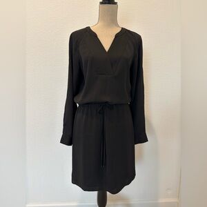 White House Black Market Black V-Neck Long Sleeve Dress